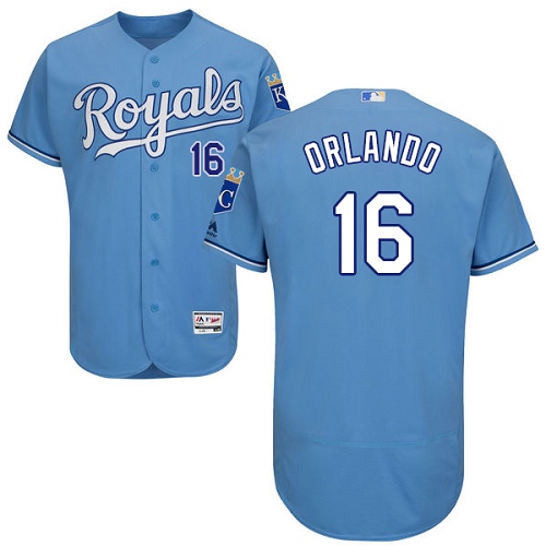 Royals #16 Paulo Orlando Light Blue Flexbase Authentic Collection Stitched MLB Jersey